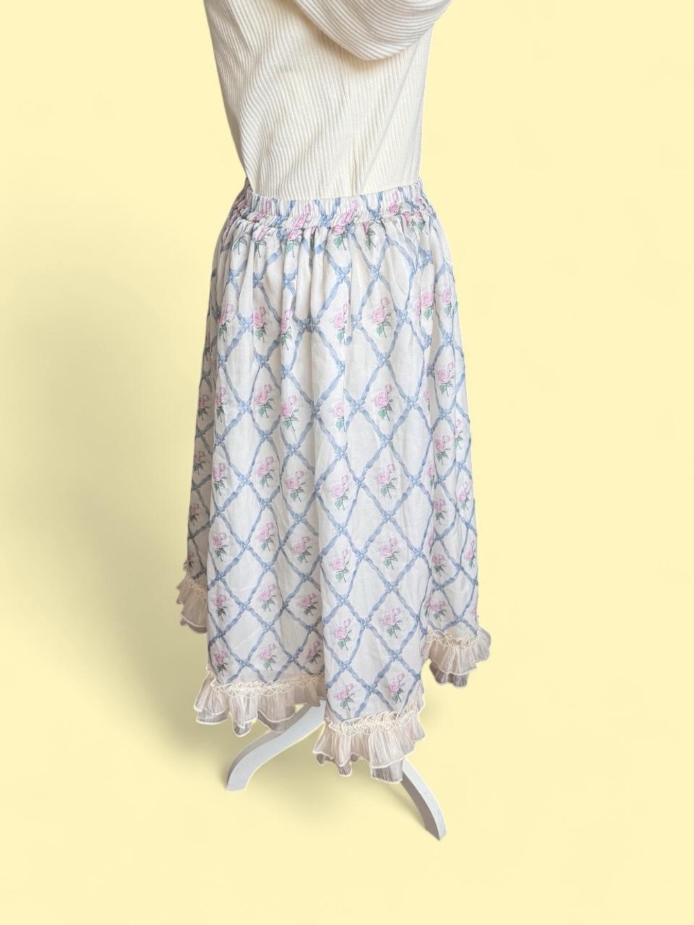 Floral Cottagecore Midi Skirt (Size S)